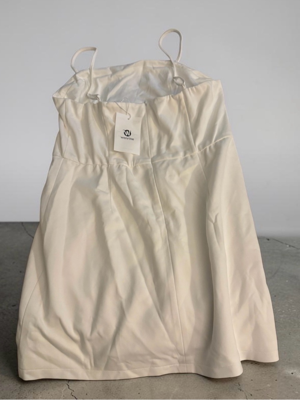 White Strapless Mini Dress with Flap Pocket Detail - Picture 3 of 6